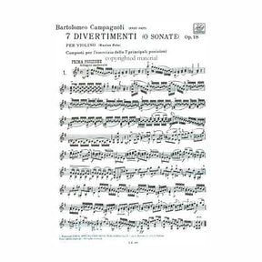 Bartolomeo Campagnoli - 7 Divertimenti, Op 18 - Violin - edited by Enrico Polo - Ricordi