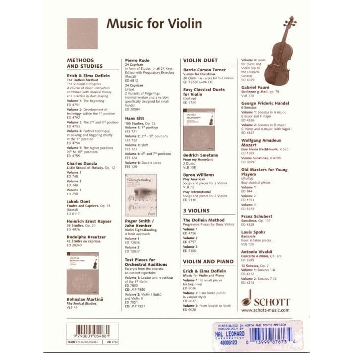 Erich and Elma Doflein - The Doflein Method, Volume 4: Further Technique in Bowing and Fingering - Violin - Schott