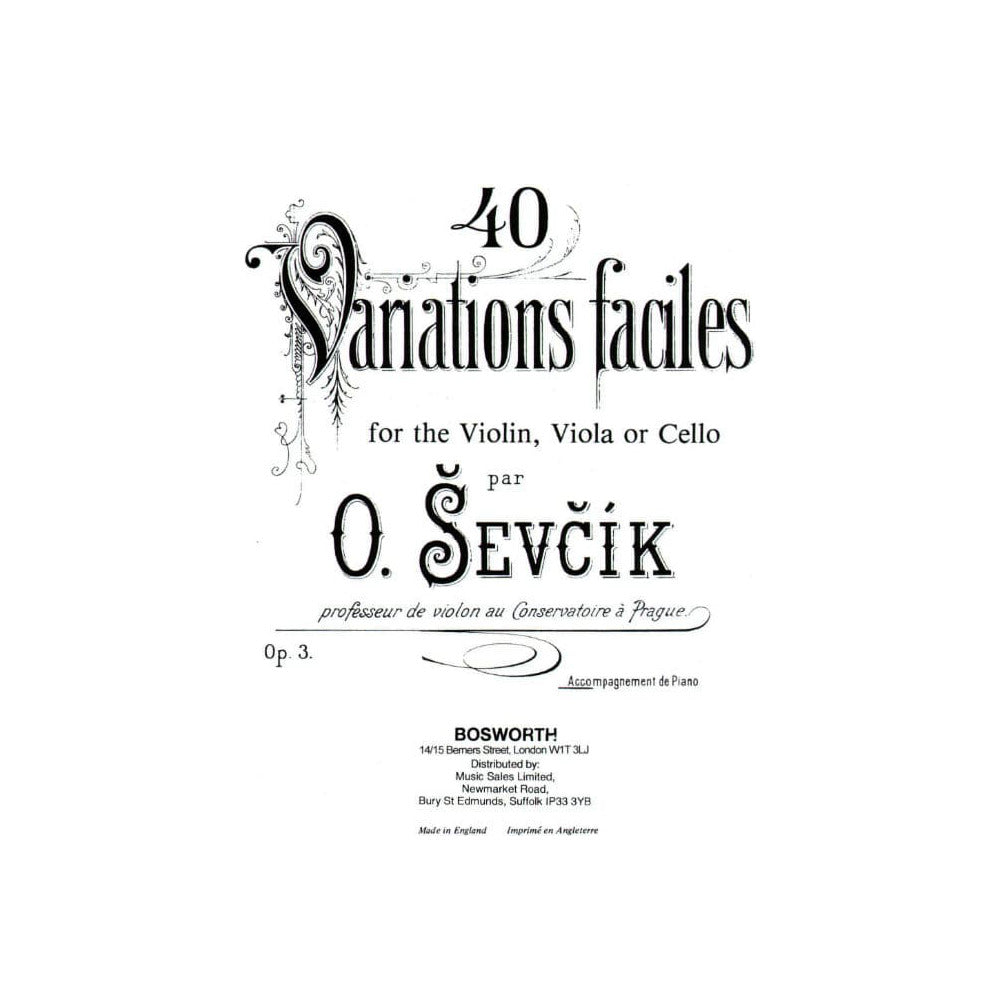 Sevcik, Otakar - 40 Variations, Op 3 For Violin Published by Bosworth & Co