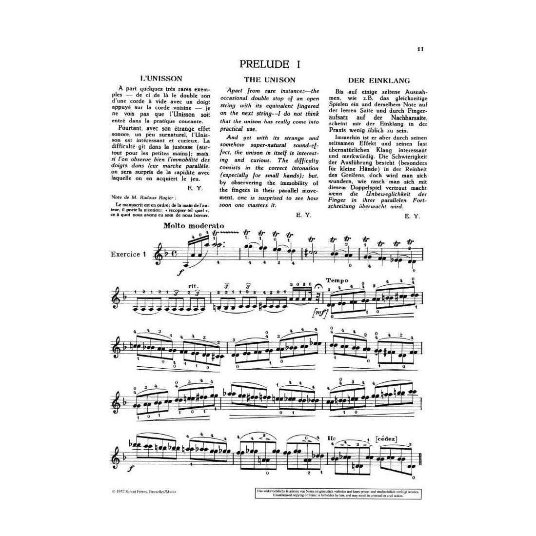 Ysaÿe, Eugène - Ten Preludes Op 35 For Solo Violin Published by Schott Music