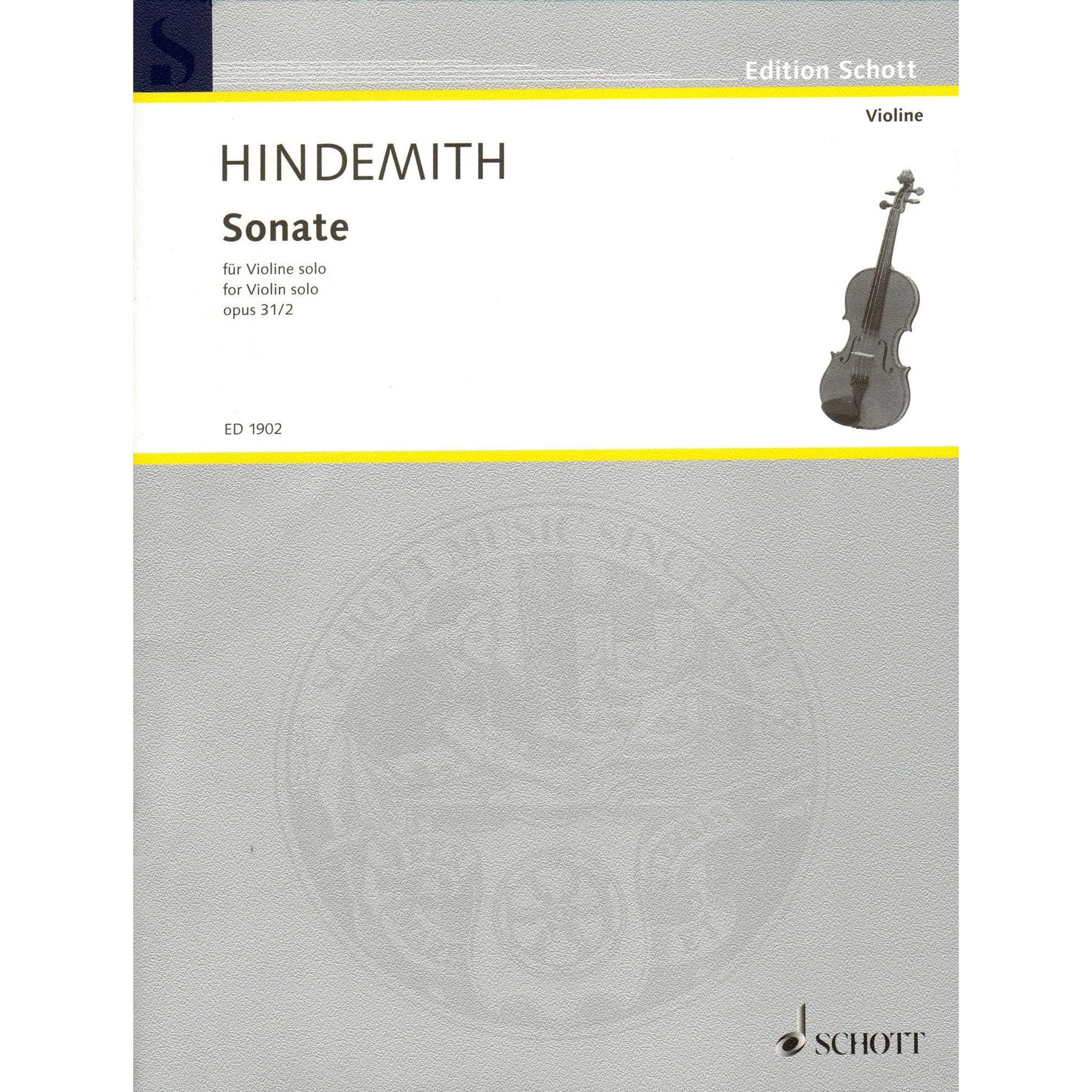 Hindemith, Paul - Sonata for Violin Solo, Op 31, No 2 - Schott Edition
