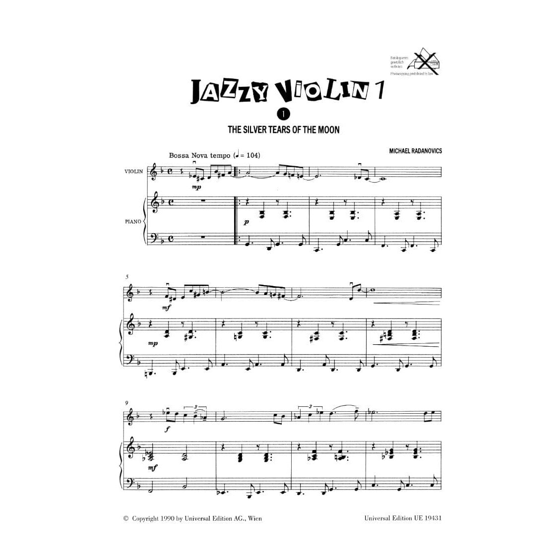 Radanovics - Jazzy Violin For Young Players Book 1 Published by Universal Edition