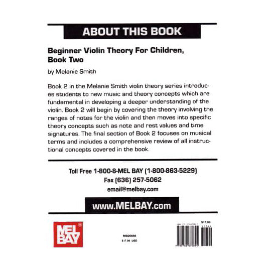Smith, Melanie - Beginner Violin Theory for Children Book 2 - Theory Book - Mel Bay Publications