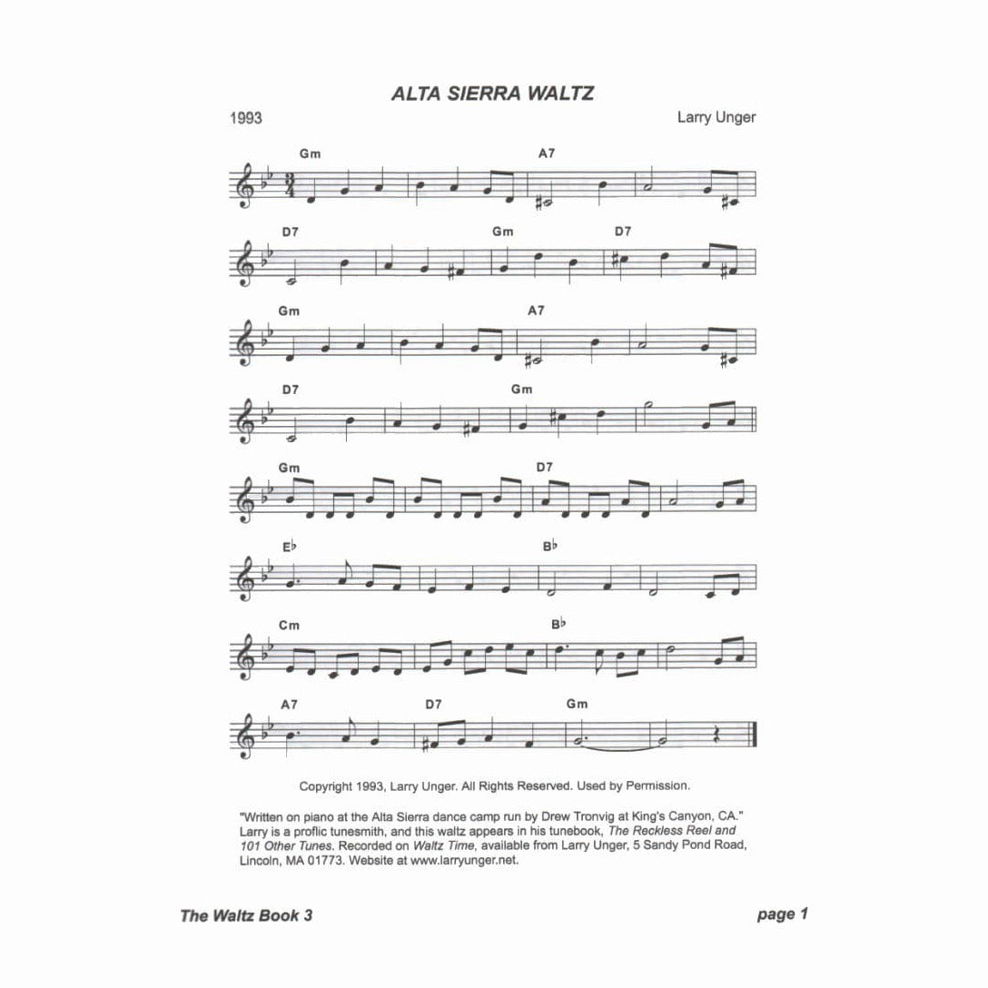 The Waltz Book for Violin - Volume 3 - Collected and Edited by Bill Matthiesen
