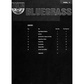 Violin Play-Along, Volume 1: Bluegrass - Violin - Hal Leonard