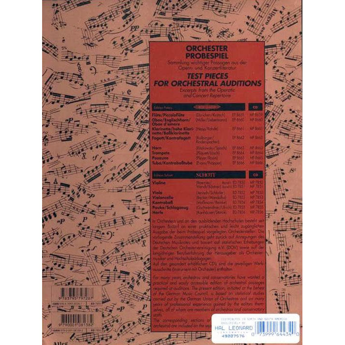 Various - Test Pieces For Orchestral Auditions, Violin, Volume 1 - edited by Karin Boerries, Artur F Wendt - Schott