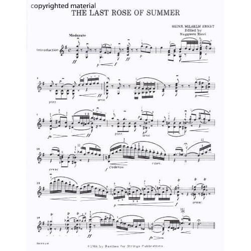 Ernst, Heinrich Wilhelm - The Last Rose of Summer - Violin Solo - edited by Ruggiero Ricci - Rarities for Strings Edition
