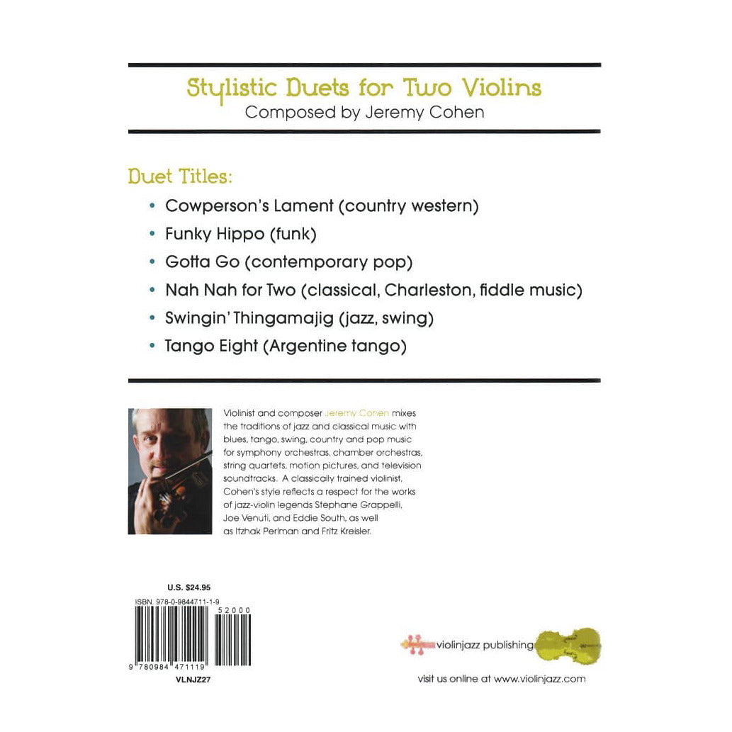 Cohen, Jeremy - Stylistic Duets for Two Violins - Violinjazz Editions - Book/CD Set