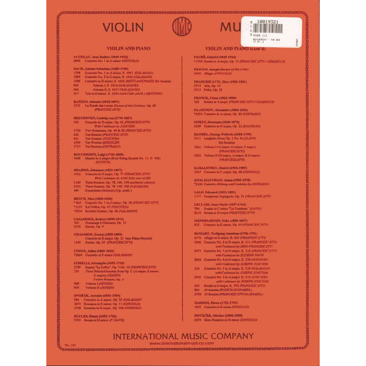Boccherini, Luigi - 2 Duets Op 5 for Two Violins - arranged by Sitt - International Edition
