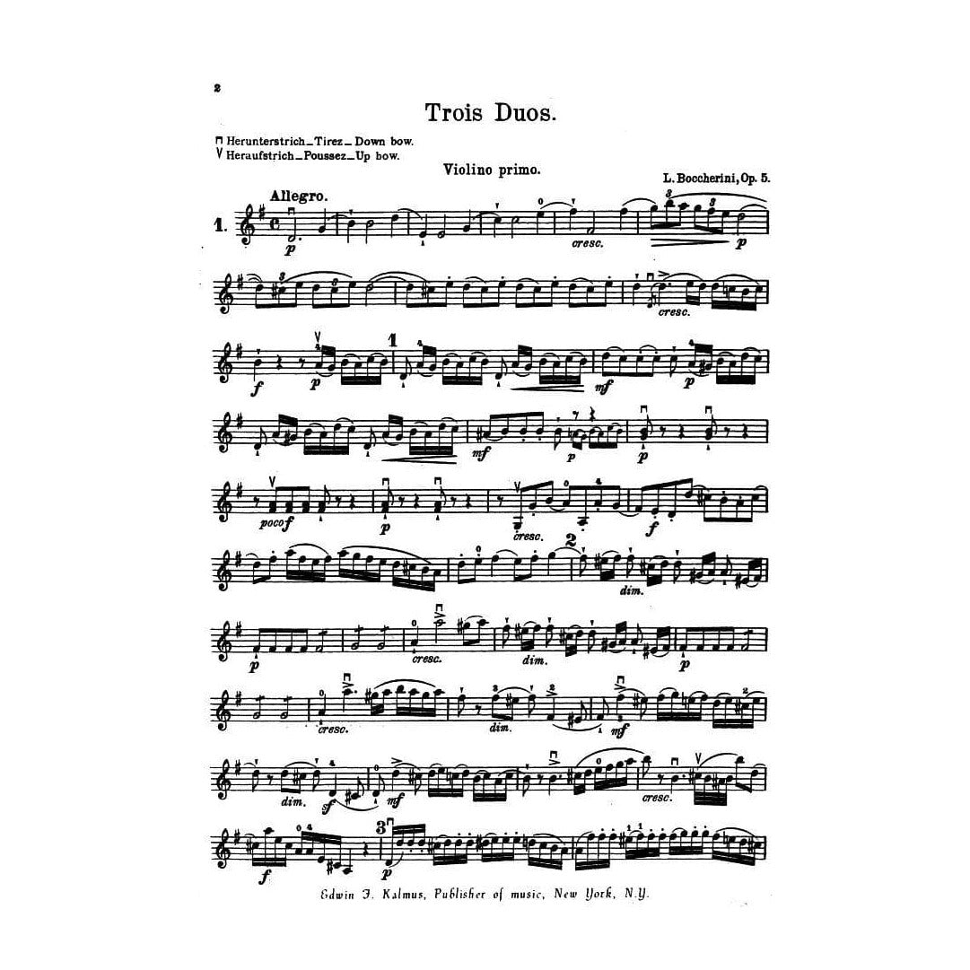Boccherini, Luigi - 3 Duets Op 5 for Two Violins - Kalmus Publication