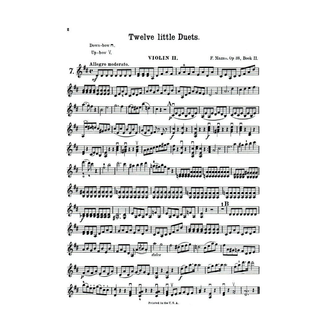 Mazas, Jacques Féréol - 12 Little Duets, Op 38, Book 2 - Two Violins - edited by Henry Schradieck - G Schirmer Edition