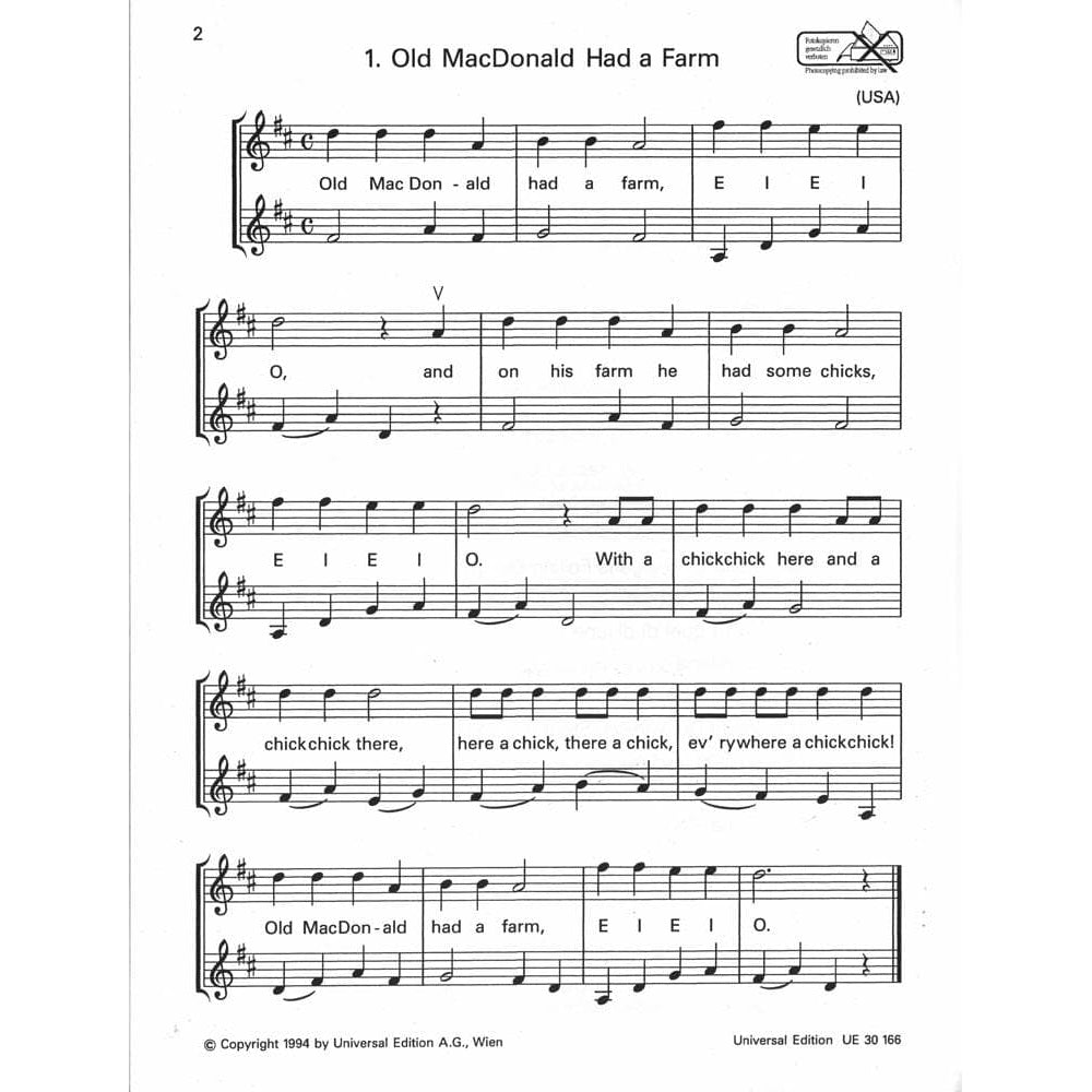 Radanovics - Children's Songs For Two Violins Published by Universal Edition