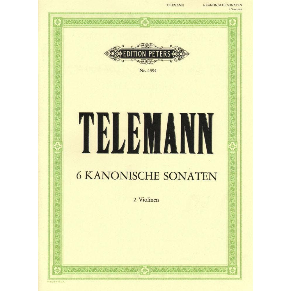 Telemann, Georg Philipp - Six Canonic Sonatas TWV 40:118 - 123 For Two Violins Peters Edition