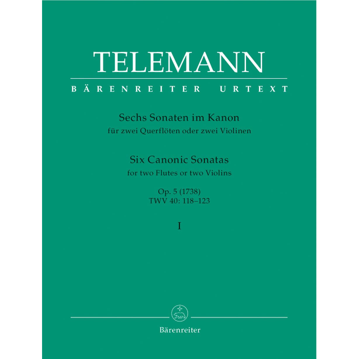 Telemann, Georg Philipp - Six Canonic Sonatas, Volume 1, Numbers 1-3 For Two Flutes or Violins URTEXT Published by Barenreiter