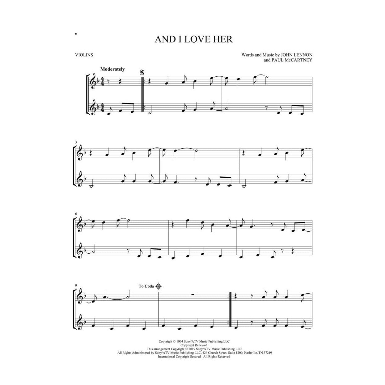 The Beatles for Two: 23 Favorites - Two Violins - Arranged by Mark Phillips - Hal Leonard
