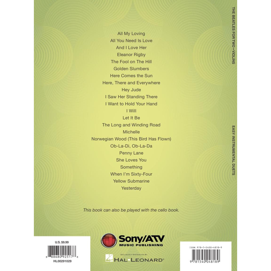 The Beatles for Two: 23 Favorites - Two Violins - Arranged by Mark Phillips - Hal Leonard