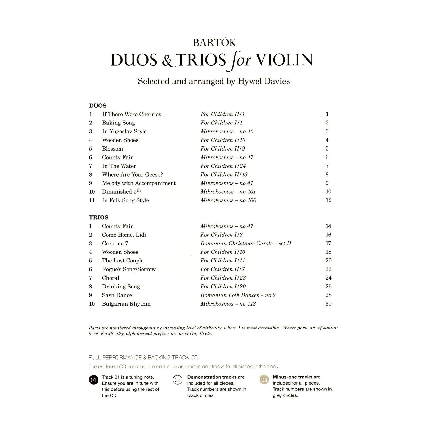Bartok, Bela - Duos and Trios for Violin - for two or three Violins - 21 Stylish Arrangements by Hywel Davies - Boosey & Hawkes