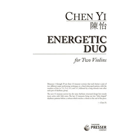 Chen Yi - Energetic Duo - for Two Violins - Theodore Presser Company
