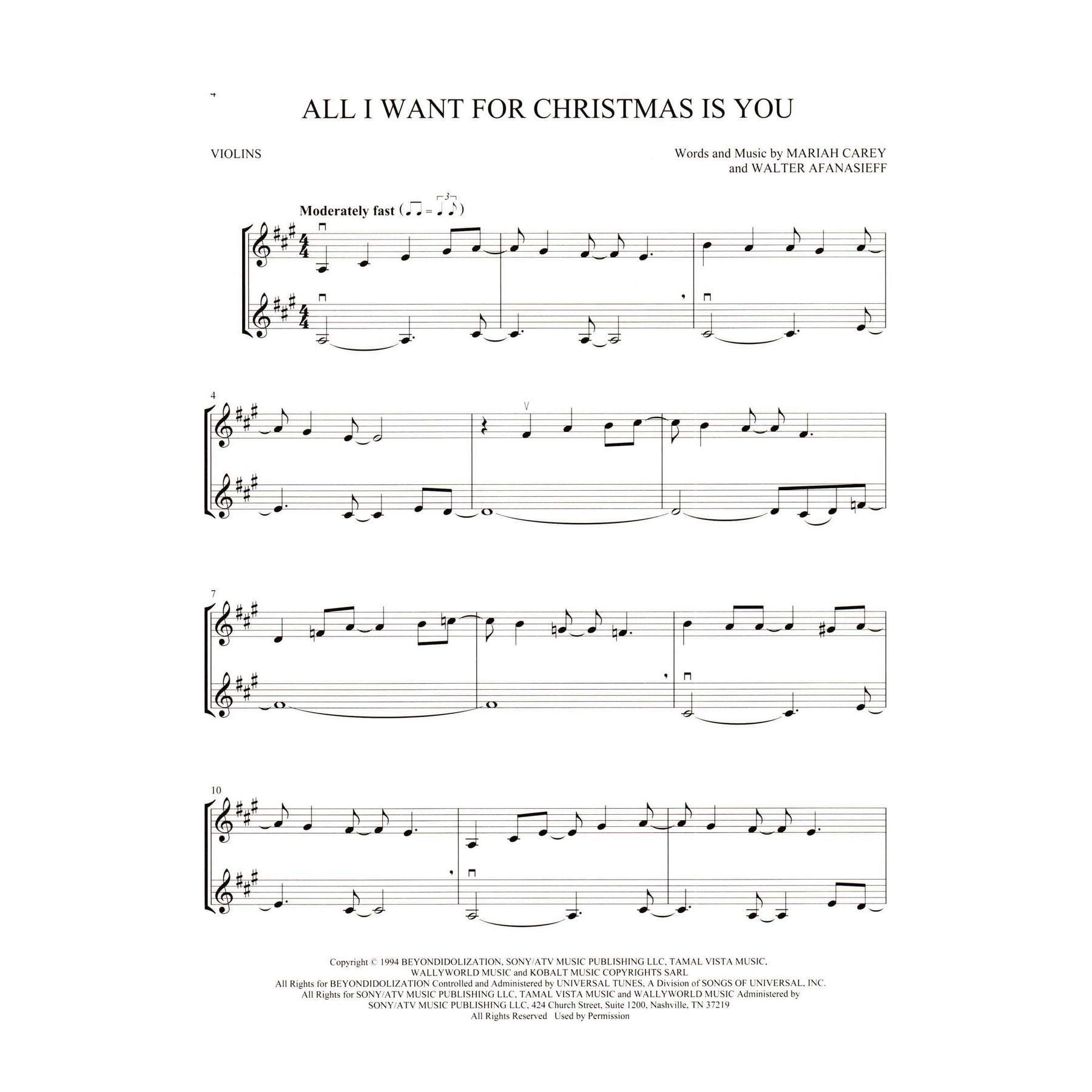 Christmas Hits for Two - 22 Easy Instrumental Duets for Two Violins - Hal Leonard