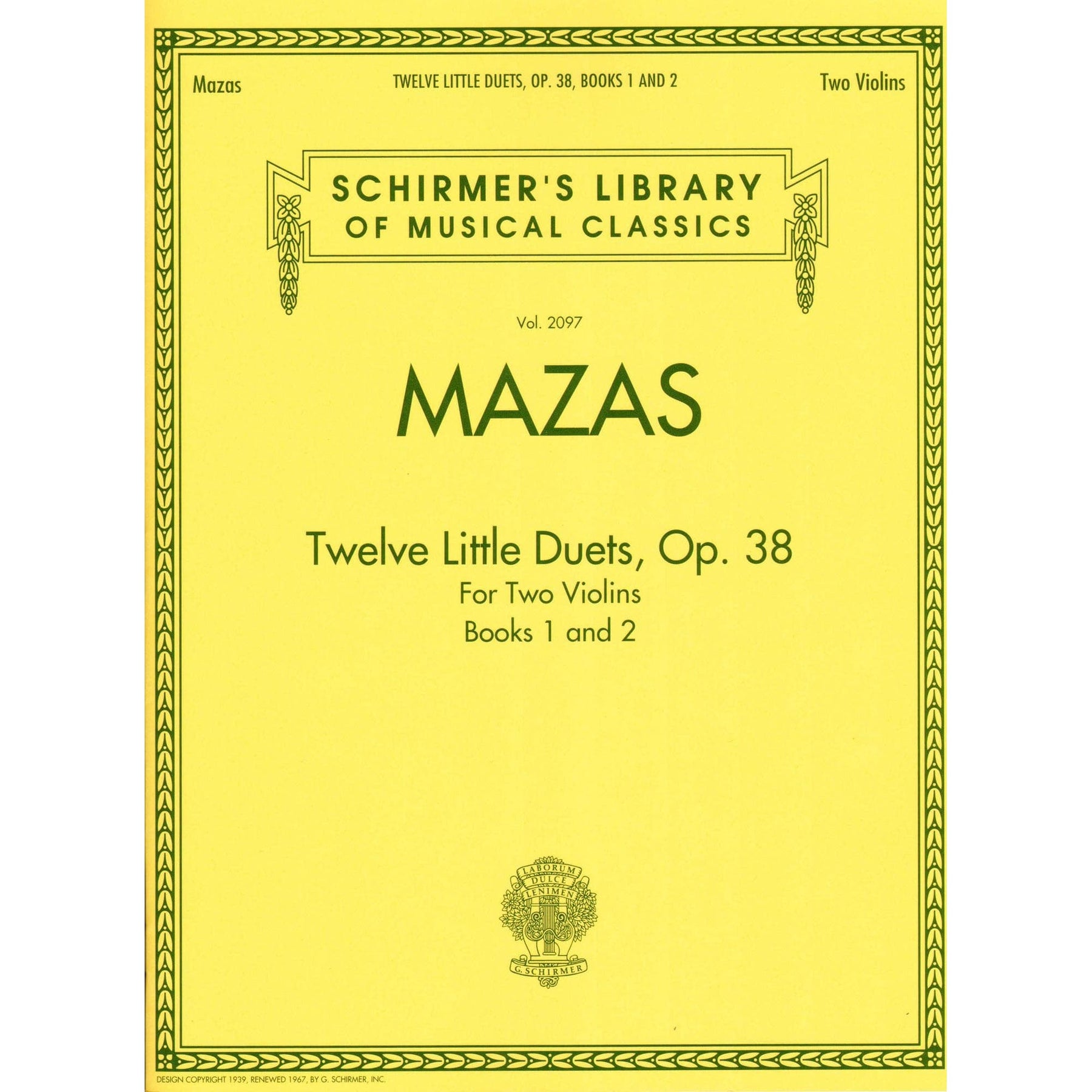 Mazas, Jacques - 12 Little Duets for 2 Violins, Op. 38 - Books 1 and 2 - Schirmer Edition