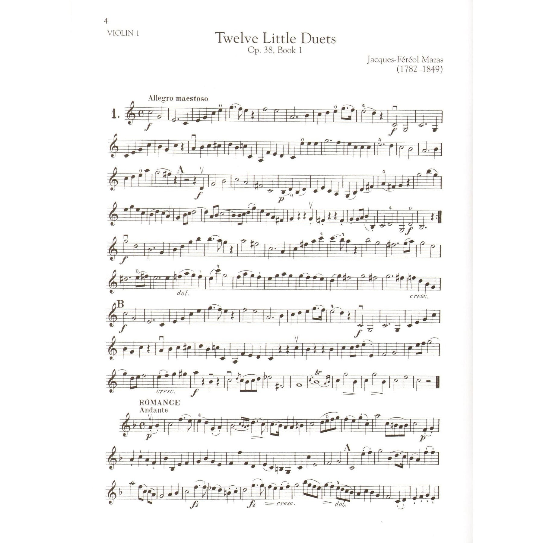 Mazas, Jacques - 12 Little Duets for 2 Violins, Op. 38 - Books 1 and 2 - Schirmer Edition