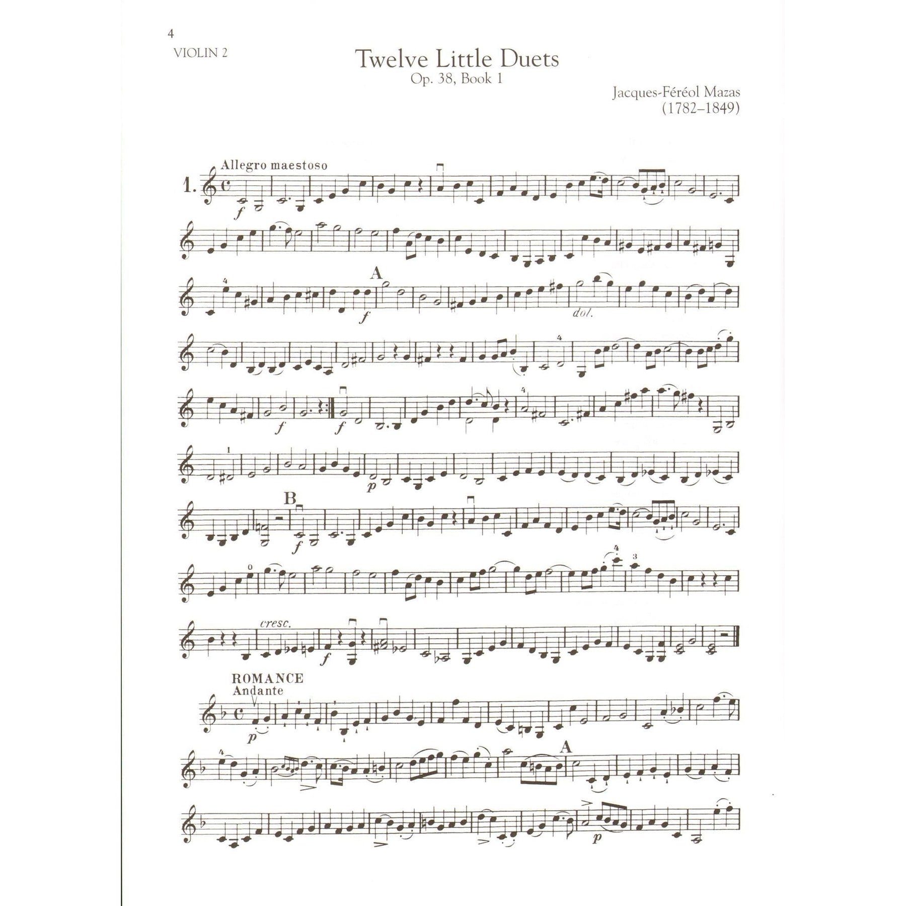 Mazas, Jacques - 12 Little Duets for 2 Violins, Op. 38 - Books 1 and 2 - Schirmer Edition