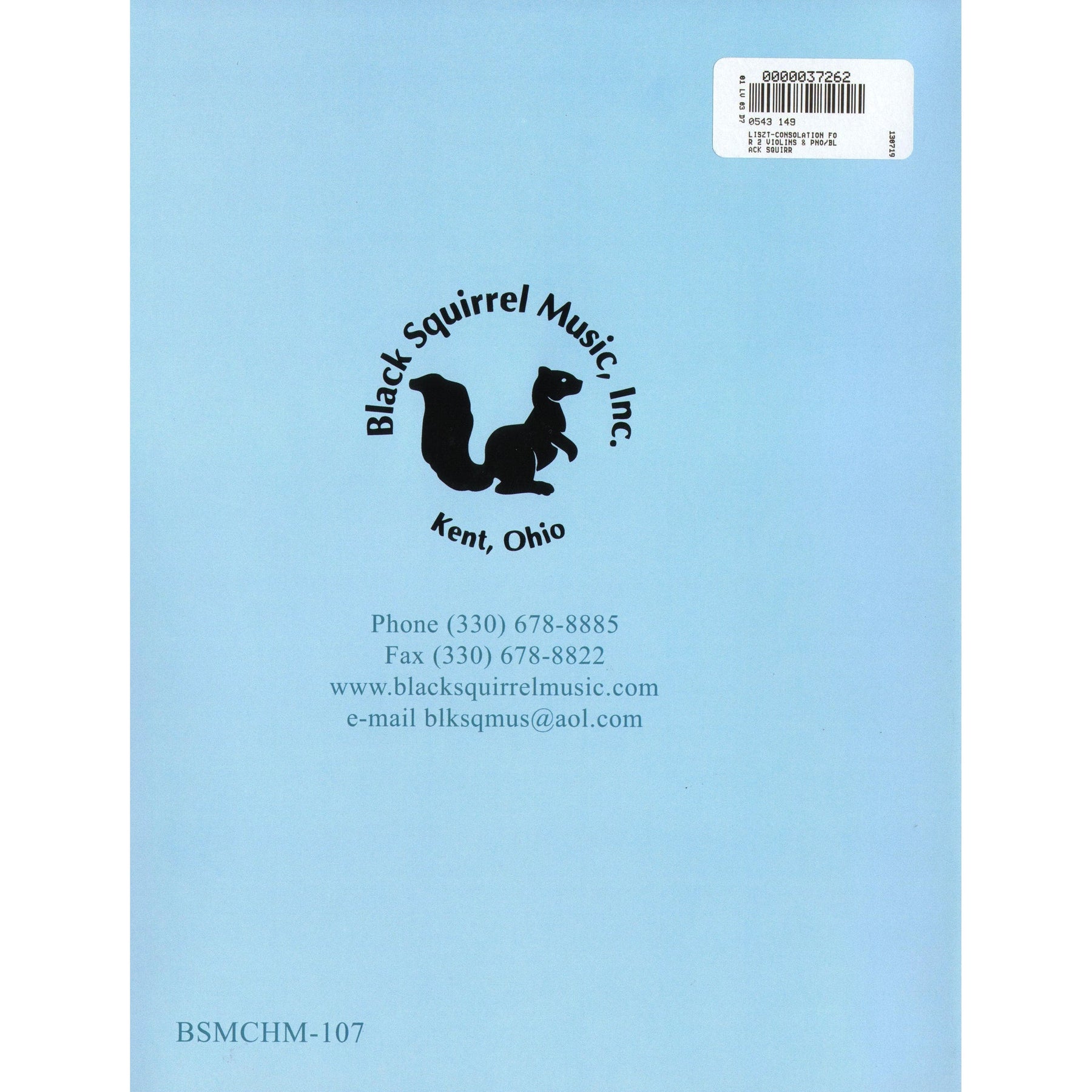 Liszt, Franz - Consolation - Two Violins and Piano - arranged by Amy Barlowe, edited by Alan Bodman - Black Squirrel Music