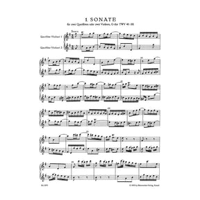 Telemann, Six Sonatas for Two Flutes or Two Violins, Op 2, TWV 40:101-106, Volume I - edited by Gunter Hauswald - Barenreiter URTEXT