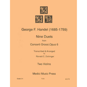 Handel, George Frideric - Nine Duets from Concerti Grossi, Op 6 - Two Violins - arranged by Ronald C Dishinger - Medici Music Press