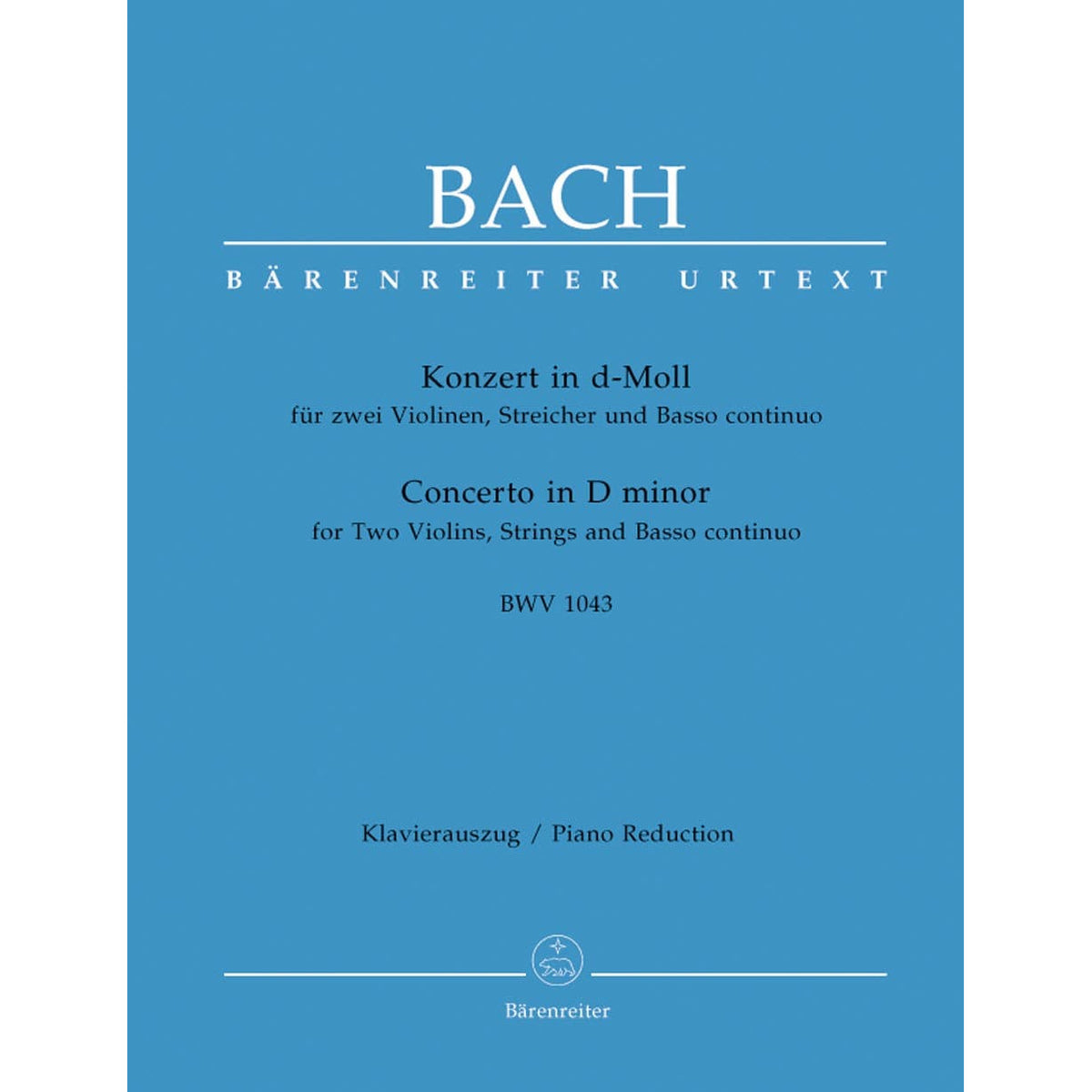 Bach, JS - Double Concerto in d minor, BWV 1043 - Two Violins and Piano - edited by Kilian - Bärenreiter Verlag URTEXT