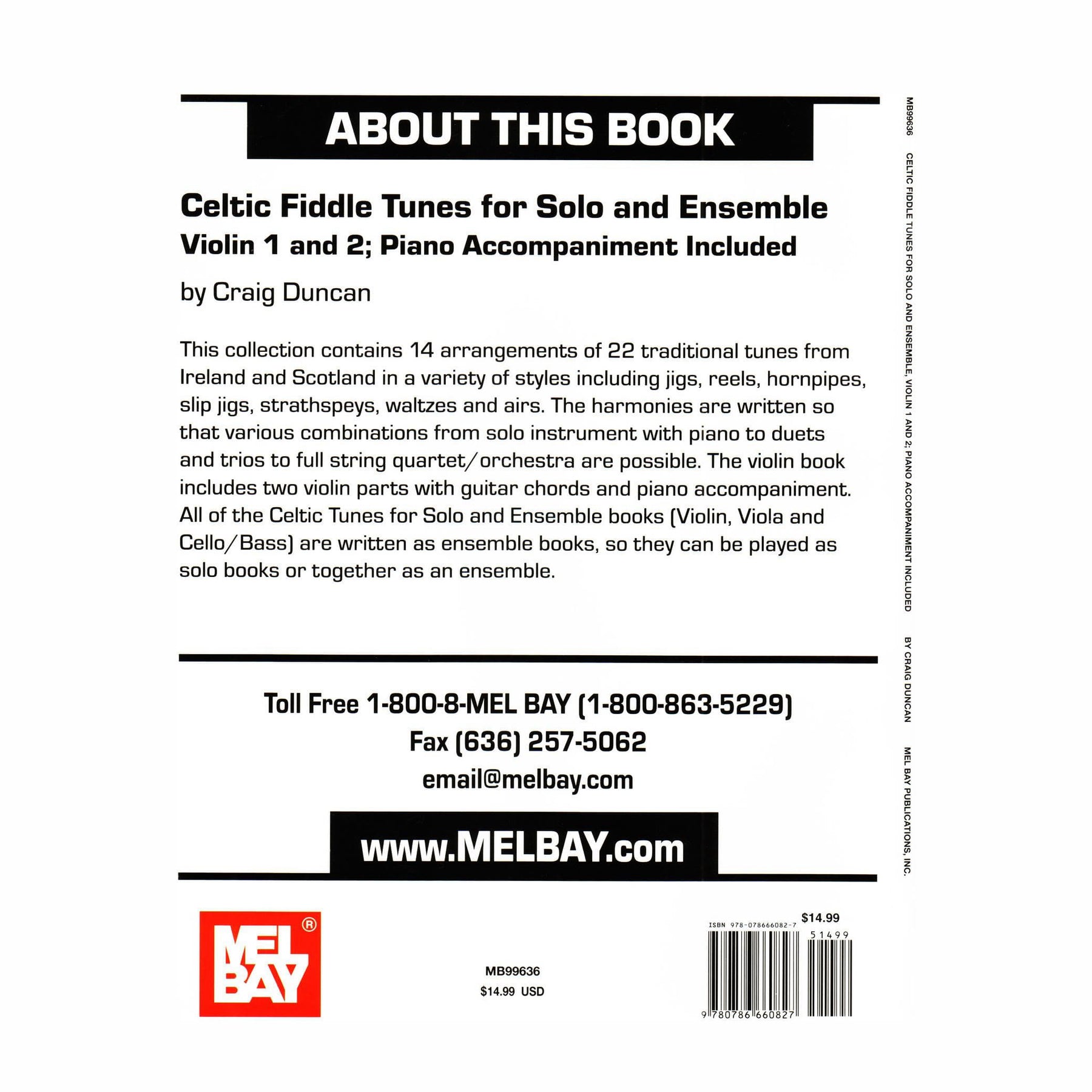 Duncan - Celtic Fiddle Tunes for Solo and Ensemble - 1 or 2 Violins with Piano Accompaniment - Mel Bay Publications