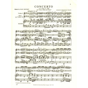 Bach, JS - Concerto in c minor, BWV 1060R - Violin, Oboe, and Piano / Two Violins and Piano - edited by Max Seiffert - International Music Company