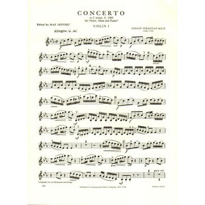 Bach, JS - Concerto in c minor, BWV 1060R - Violin, Oboe, and Piano / Two Violins and Piano - edited by Max Seiffert - International Music Company