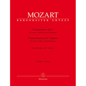 Mozart, WA - Concertone for Two Violins and Orchestra in C Major, K 190 - SCORE ONLY - Bärenreiter Verlag URTEXT