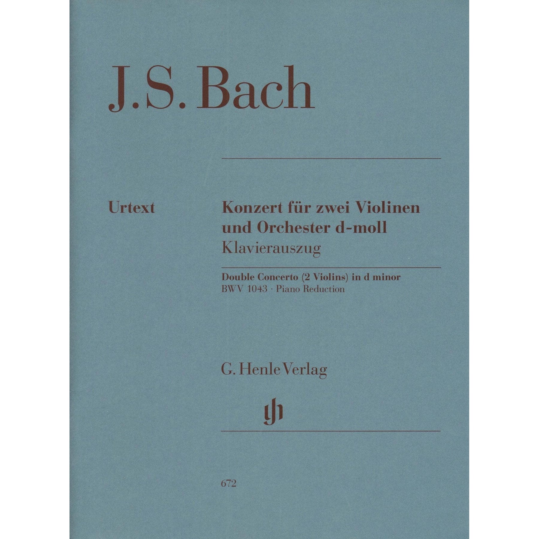 Bach, JS - Double Concerto in d minor, BWV 1043 - Two Violins and Piano - edited by Hans Eppstein - G Henle Verlag URTEXT