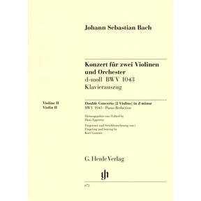 Bach, JS - Double Concerto in d minor, BWV 1043 - Two Violins and Piano - edited by Hans Eppstein - G Henle Verlag URTEXT