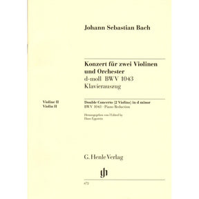Bach, JS - Double Concerto in d minor, BWV 1043 - Two Violins and Piano - edited by Hans Eppstein - G Henle Verlag URTEXT