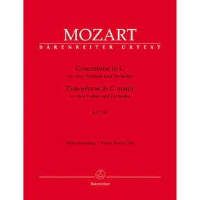 Mozart, WA - Concertone in C Major, K 190 - Two Violins and Piano - edited by Christoph Hellmut Mahling - Bärenreiter Verlag URTEXT