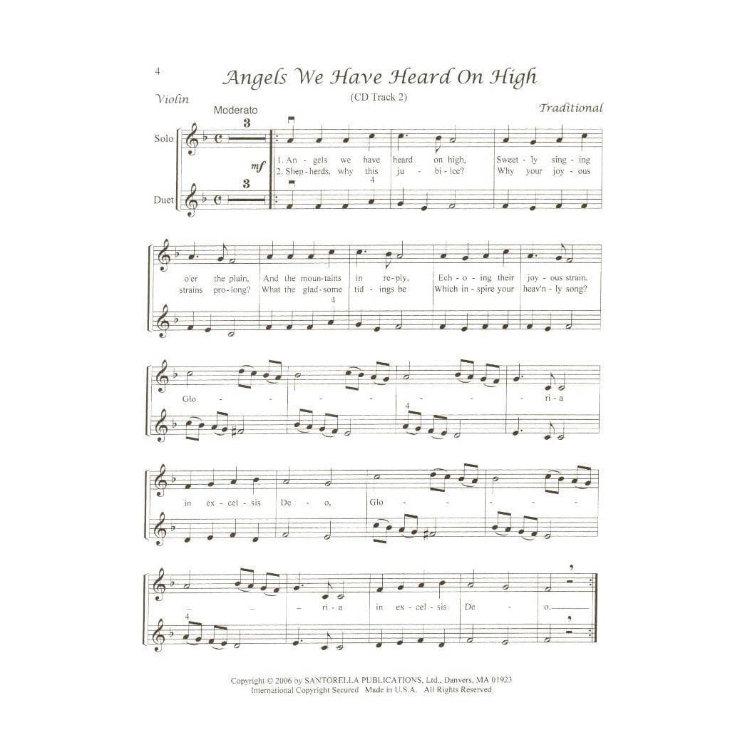 Traditional Christmas Duets, for Violin with CD Published by Santorella