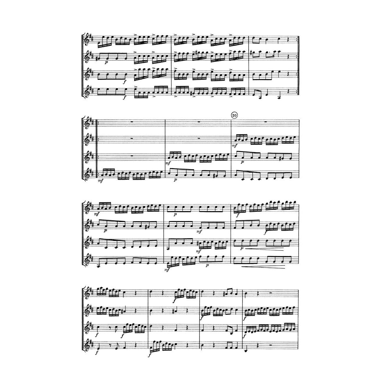 Telemann, Georg Philipp - Concerto in D Major, TWV 40:202 - for Four Violins - Barenreiter URTEXT