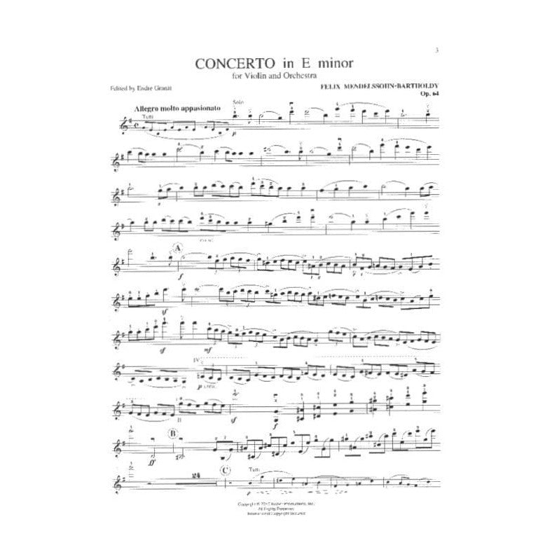 Mendelssohn, Felix - Violin Concerto in E Minor URTEXT w/ Sevcik Studies - arranged by Otakar Sevcik - edited by Endre Granat - Lauren Keiser