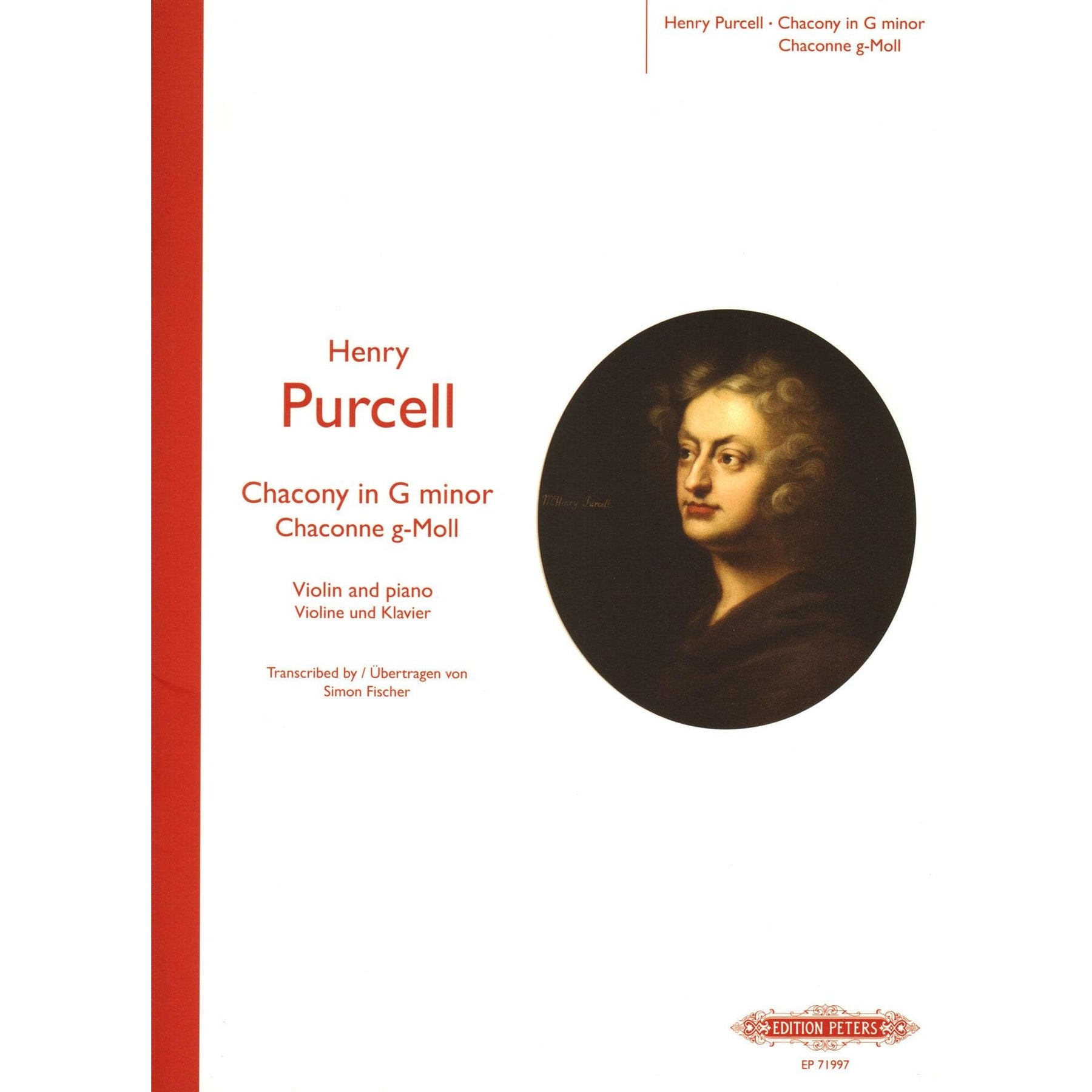 Purcell, Henry - Chacony in G minor - for Violin and Piano - transcribed by Simon Fischer - Edition Peters