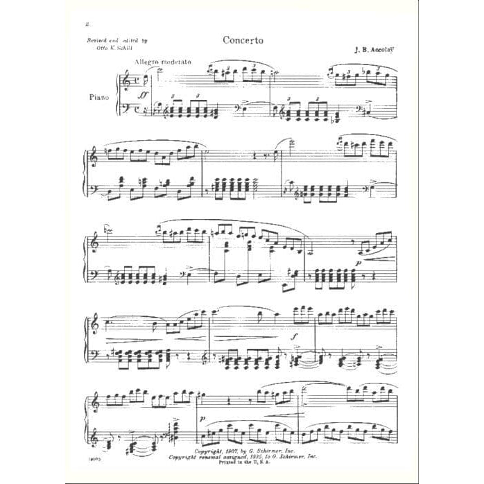 Accolay, J B - Concerto No 1 in A Minor for the Violin - Violin and Piano - arranged by Otto K Schill - G Schirmer, Inc