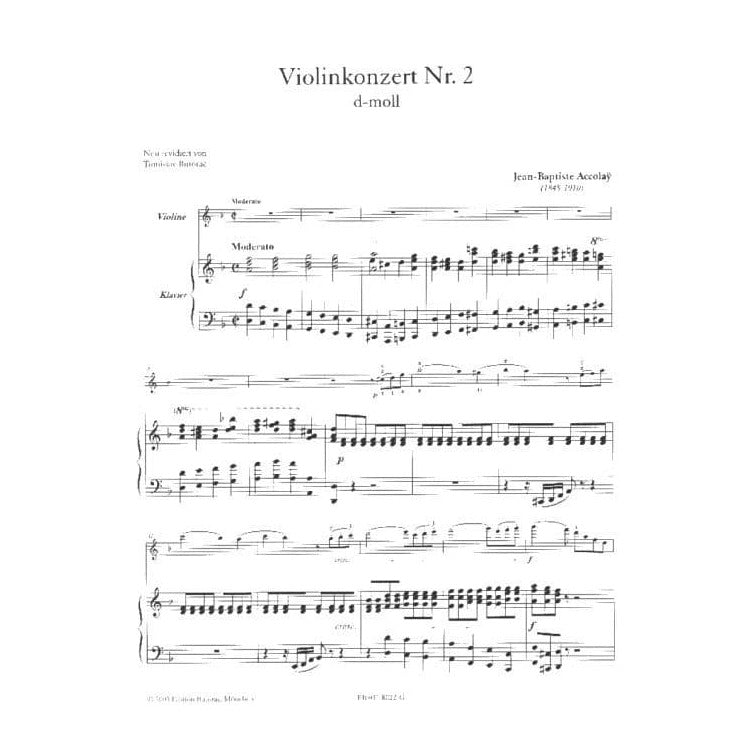 Accolay, JB - Violin Concerto No 2 in D Minor - Violin and Piano - edited by Tomislav Butorac - Ice-Land Music