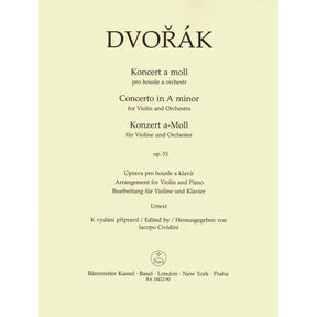 Dvorak, Antonin - Concerto in A minor, op. 53 - for Violin and Piano - edited by Iacopo Cividini - Barenreiter URTEXT