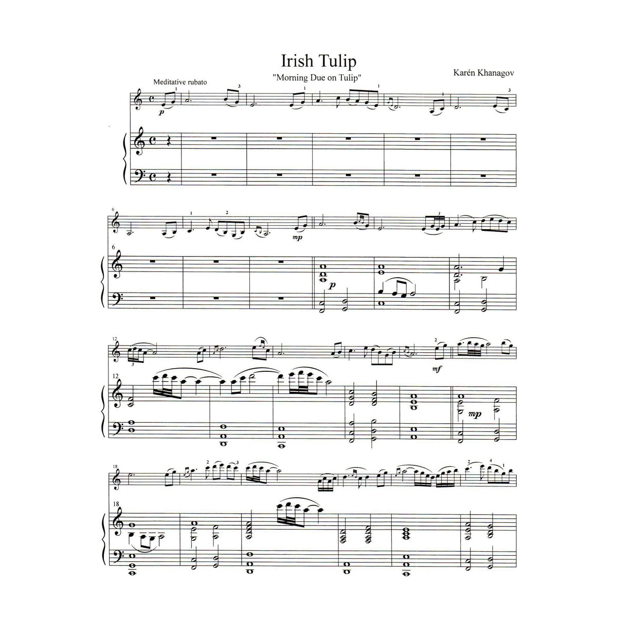 Khanagov, Karén - Irish Tulip - Ireland from Parade of Nations - for Violin and Piano - Hanaga Publication