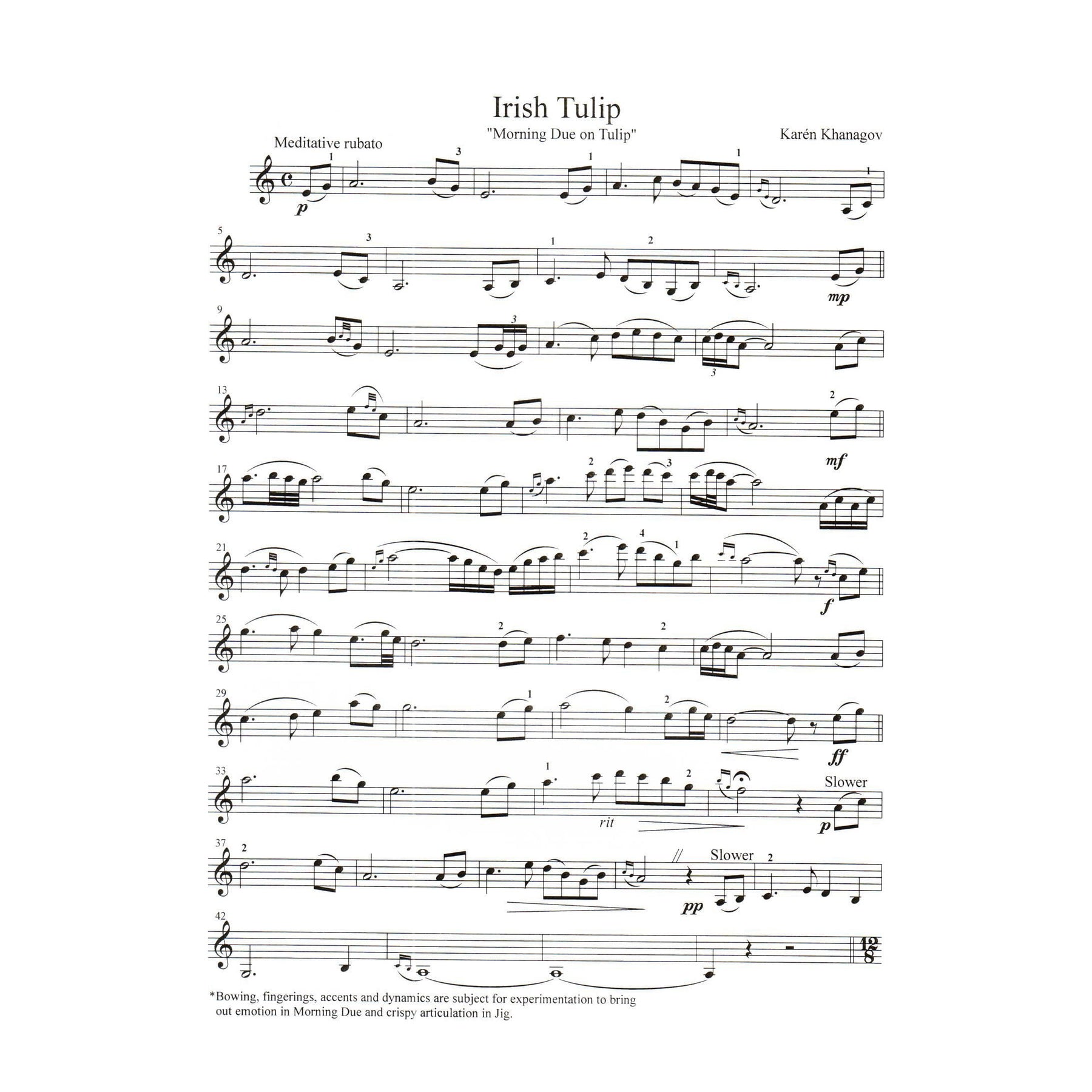 Khanagov, Karén - Irish Tulip - Ireland from Parade of Nations - for Violin and Piano - Hanaga Publication