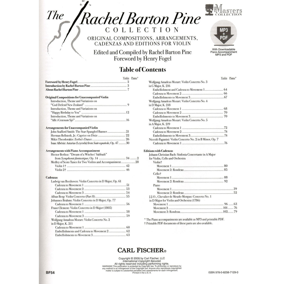 Barton Pine, Rachel - Original Compositions, Arrangements, Cadenzas and Editions for Violin - Solo Violin/Violin and Piano - Carl Fischer