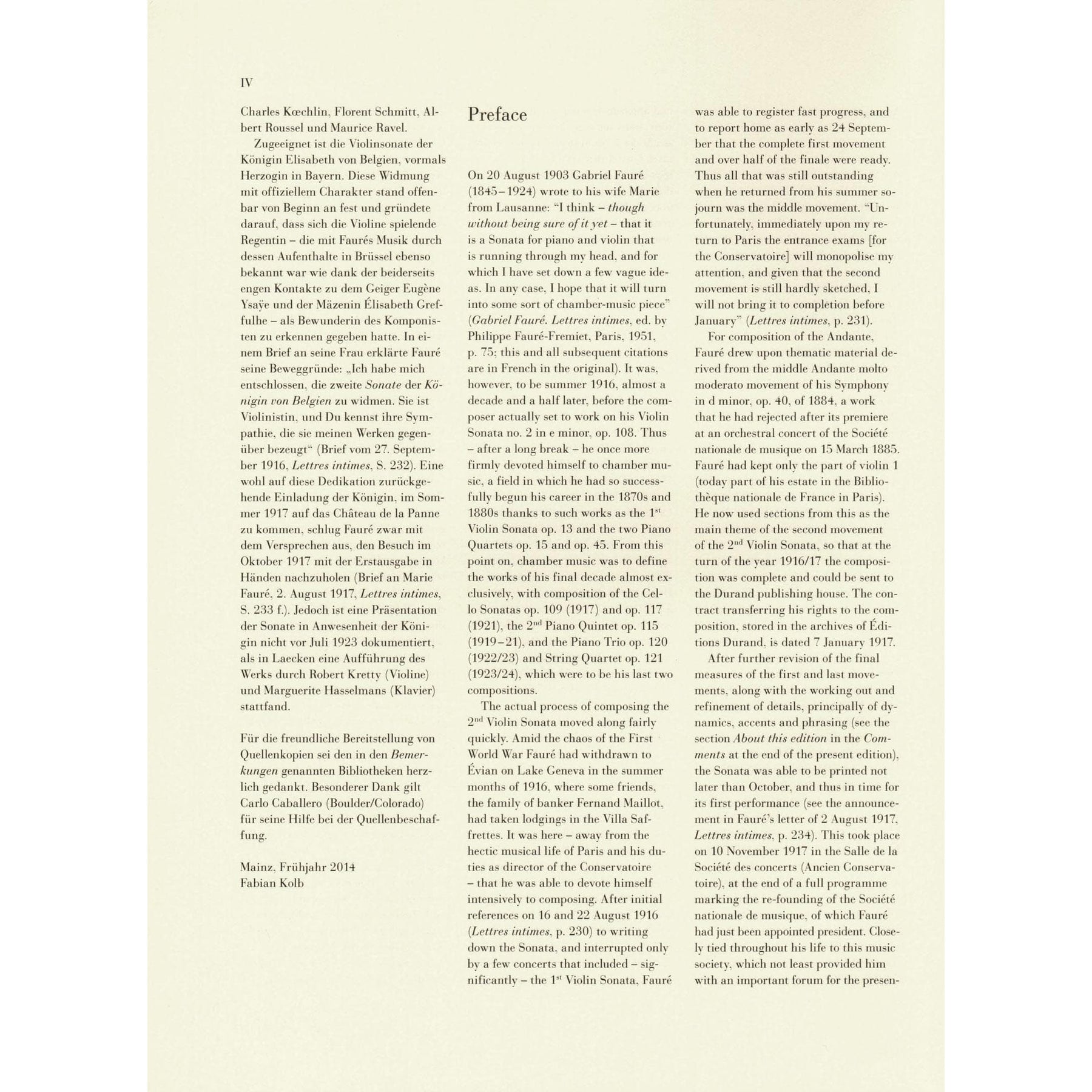 Faure, Gabriel - Sonata No. 2 in E minor, Opus 108 - for Violin and Piano - edited by Fabian Kolb - G Henle URTEXT
