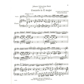 Bach, JS - Violin Concerto No 2 in E Major, BWV 1042 - Violin and Piano - edited by Herrmann - Schirmer